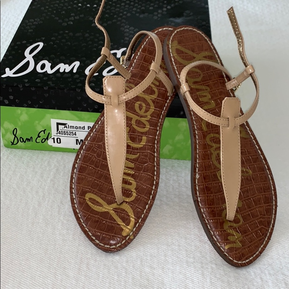 Sam Edelman almond patent sandal; Gigi thong